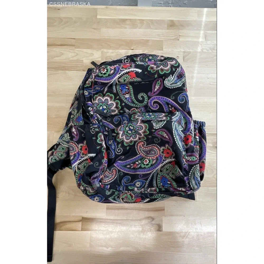 Vera Bradley Multicolor Midnight Paisley Large Campus Backpack Laptop Travel Bag